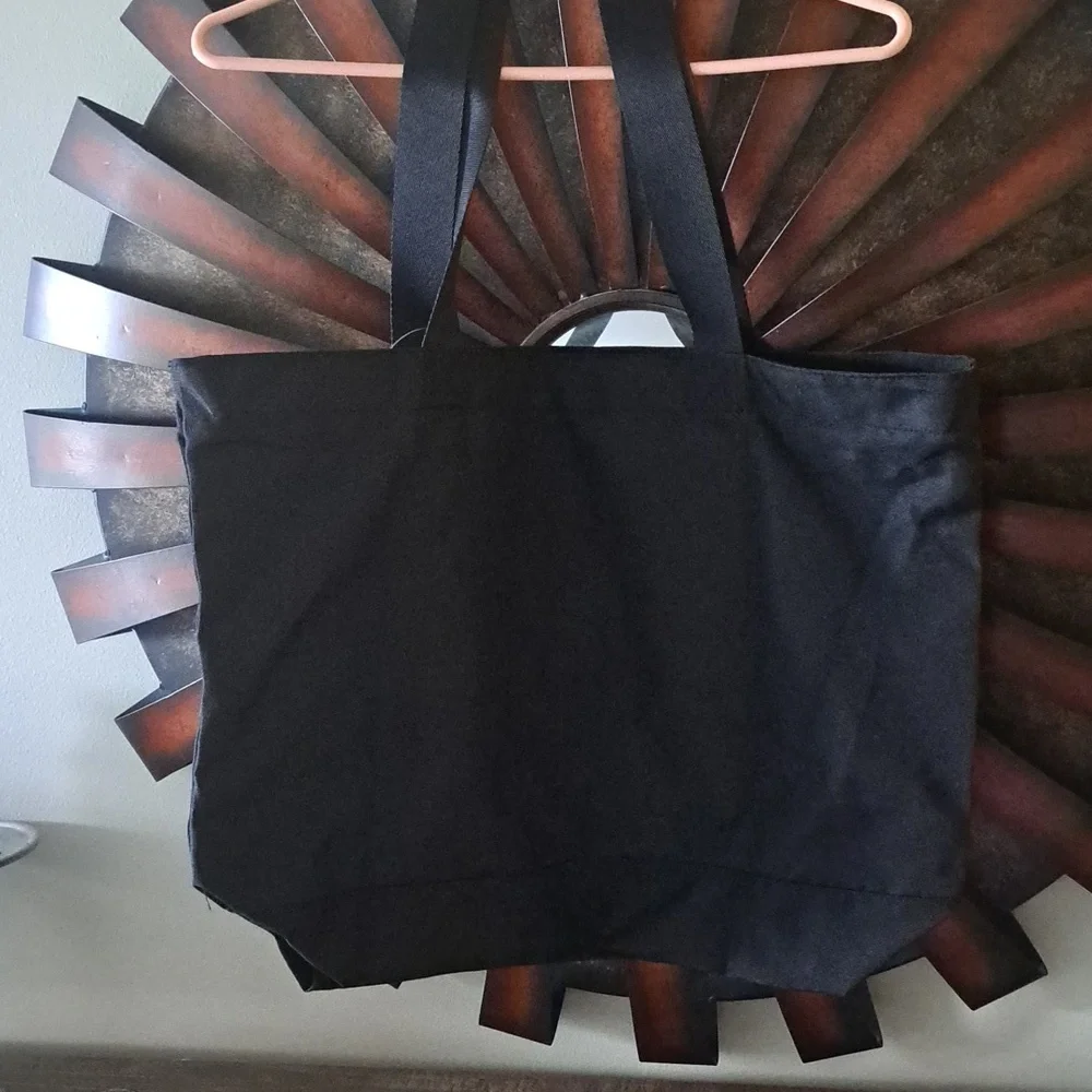 NWT PINK Victoria's Secret Black Tote Plaid Lettering Bag